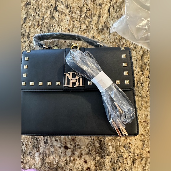 Badgley Mishka Black and Gold Studded Handbag/Shoulder Bag - Picture 3 of 11